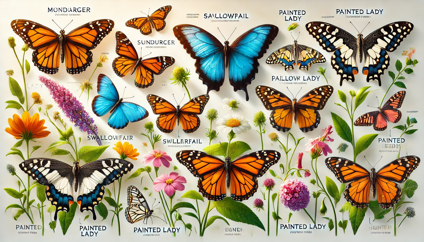 different type of species of butterflies