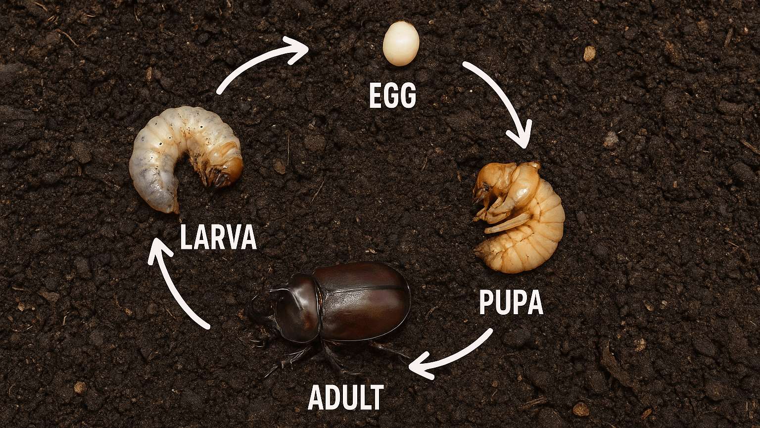 lifecycle of rhinoceros beetles