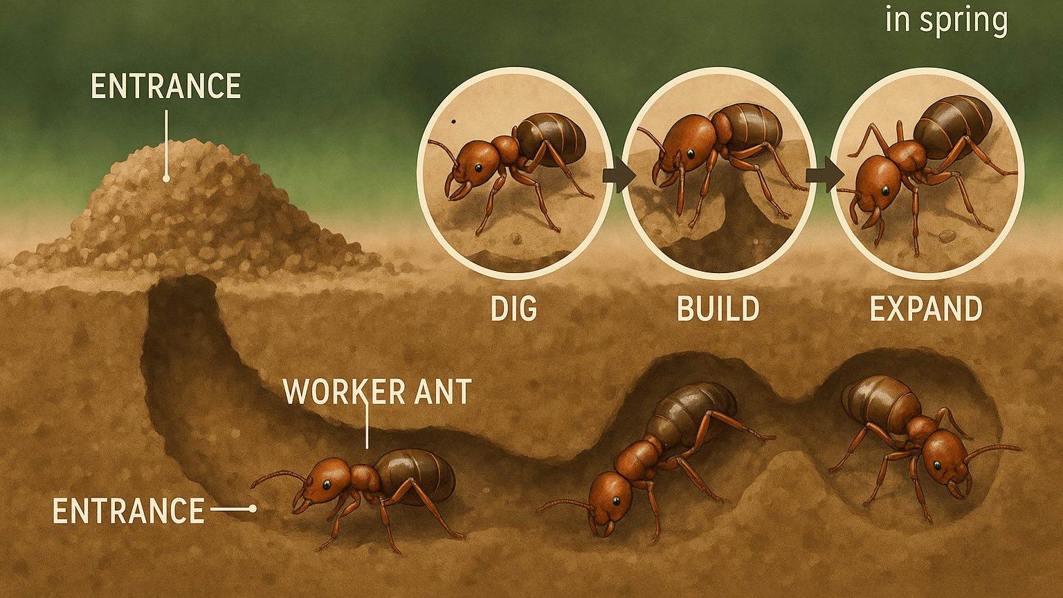 ants building their homes