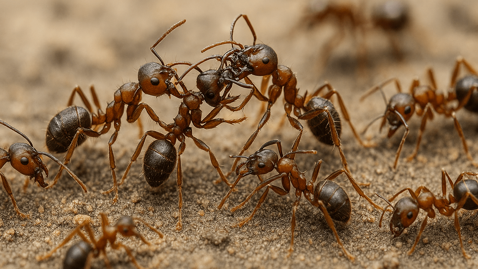 ants fighting each other