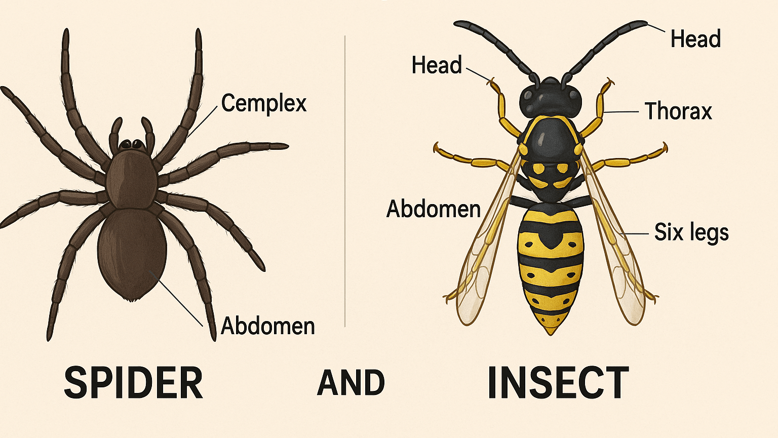 diff bw spider and insect