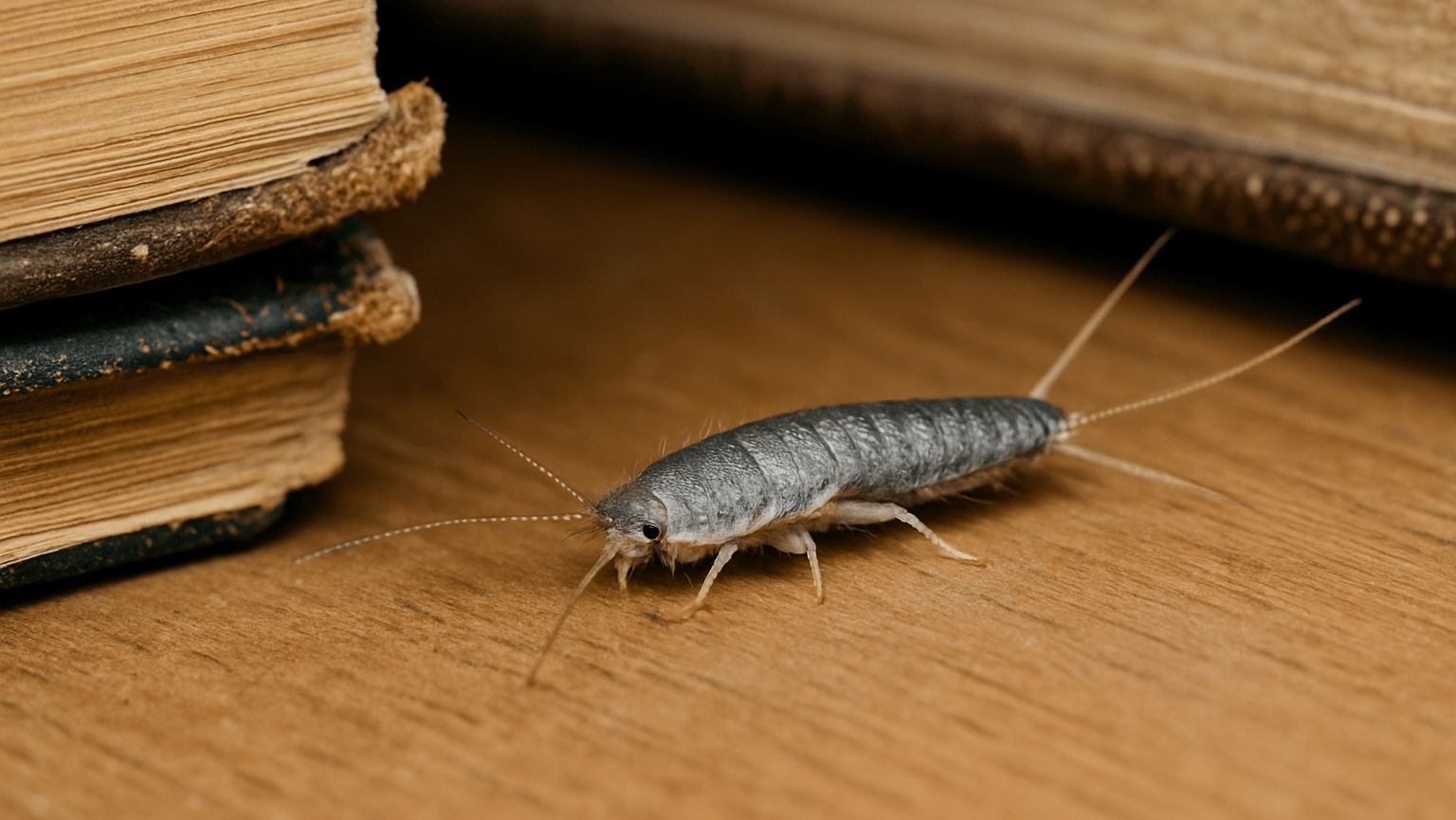 silverfish near books